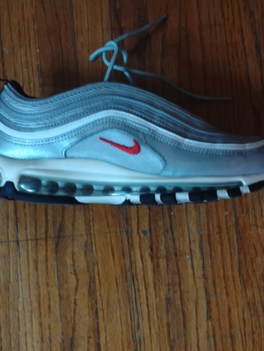 Nike Air Max 97 Silver with Red Swoosh